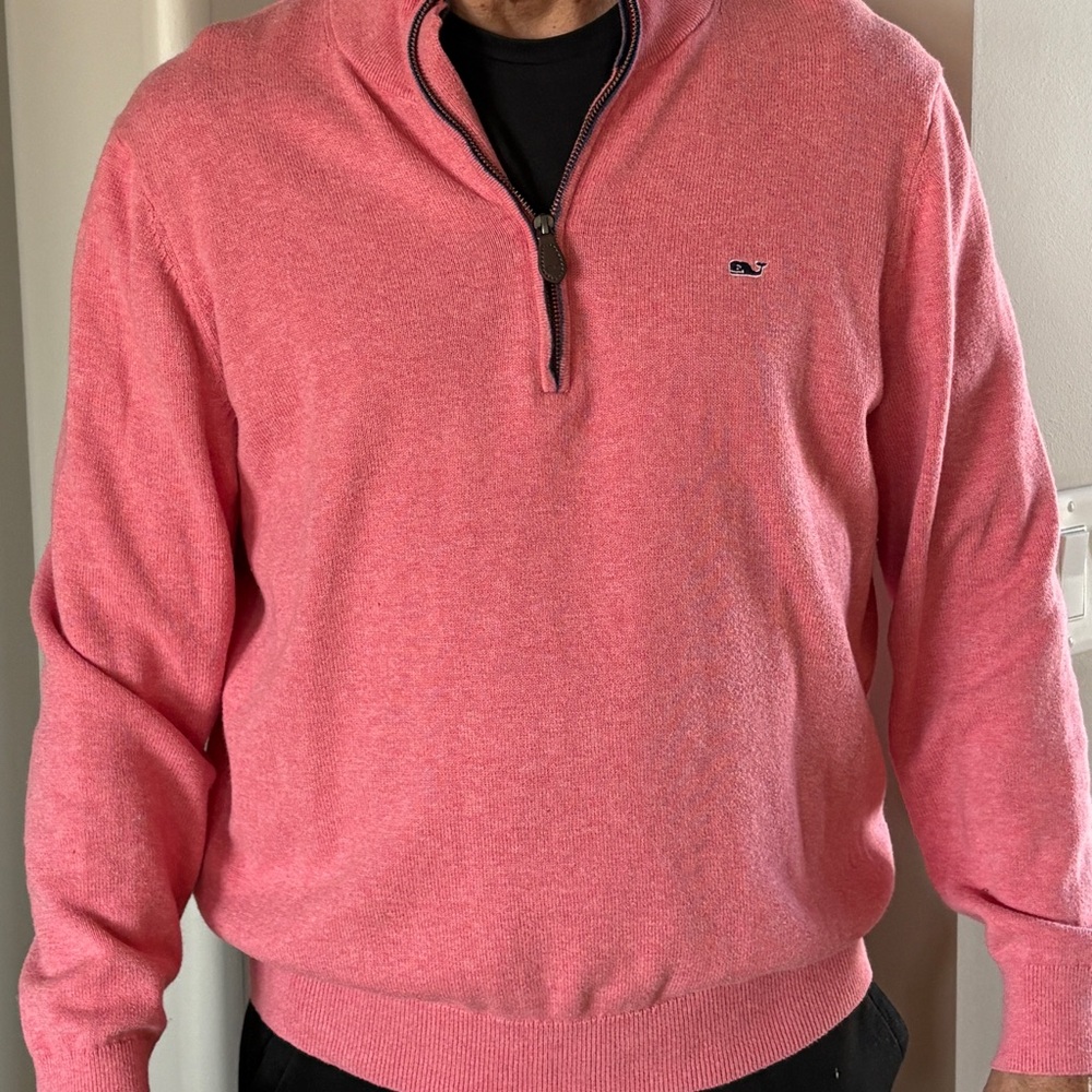 Vineyard Vines Men's Coral Zip-Up Sweater